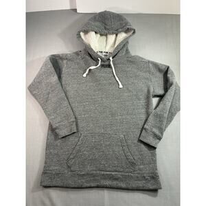 Victoria’s Secret PINK Sherpa Lined Hoodie XS Gray Camo Back Logo Pullover